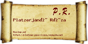 Platzerjanó Róza névjegykártya